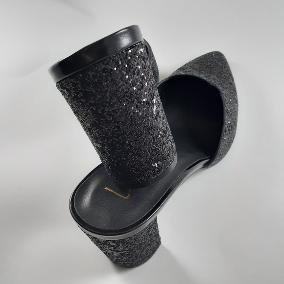 Lulu's | Glitter Block Heeled Pointed Toe Mules - Picture 4 of 6